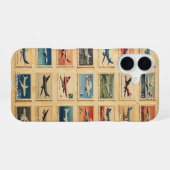 Retro Vliegtuig Postzegels iPhone 16 Hoesje (Achterkant horizontaal)