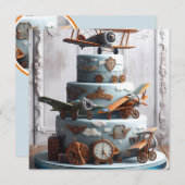 RETRO  VLIEGTUIG THEMA VERJAARDAGSTAART KAART (Voorkant / Achterkant)