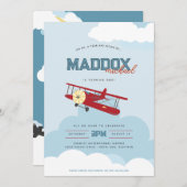 Retro Vliegtuig Tijd vliegt Eerste Verjaardag Avia Kaart (Voorkant / Achterkant)