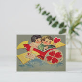  Retro Vliegtuig Valentijn Kaart (Staand voorkant)
