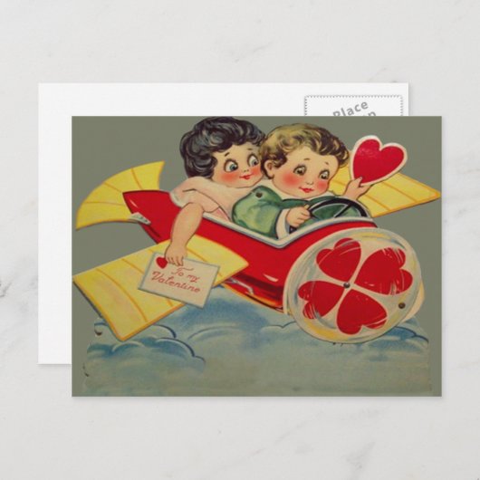  Retro Vliegtuig Valentijn Kaart (Voorkant / Achterkant)