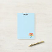  Retro Vliegtuig & Zonsondergang, Aangepaste Naam, Post-it® Notes (Op bureau)