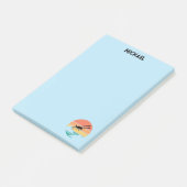  Retro Vliegtuig & Zonsondergang, Aangepaste Naam, Post-it® Notes (Schuin)