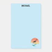  Retro Vliegtuig & Zonsondergang, Aangepaste Naam, Post-it® Notes (Voorkant)