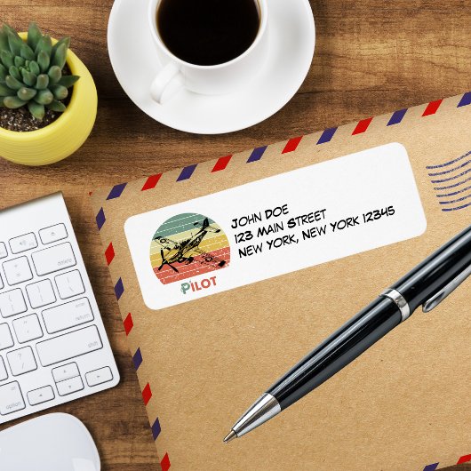 Retro Vliegtuig & Zonsondergang, gepersonaliseerd Etiket