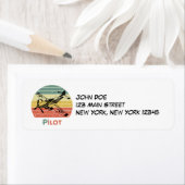 Retro Vliegtuig & Zonsondergang, gepersonaliseerd Etiket (Insitu)