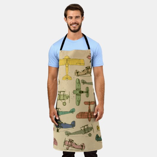 Retro vliegtuigen: Gebarsten  patroon. Schort (Gedragen)