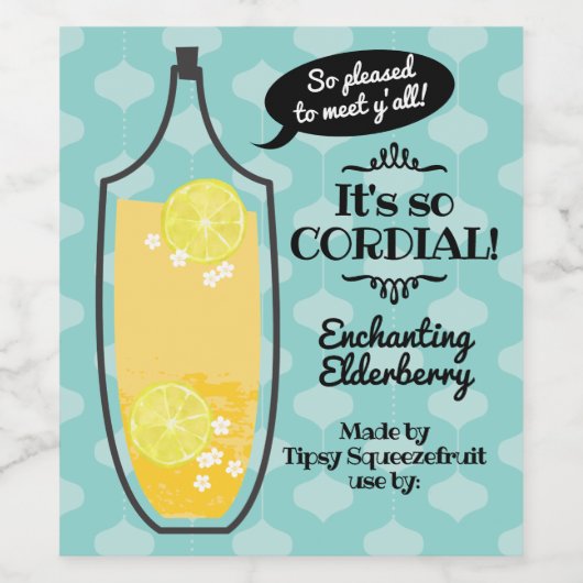 Retro vlierbessen cordial zelfgemaakte wijn azijn etiket (Enkel label)