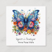 *~* Retro Vlinder AP57 Boho QR  Flowers Vierkante Visitekaartje (Voorkant)