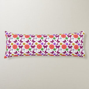 Retro vlinder Bloemmotief Kleurrijke Folk Art Lichaamskussen