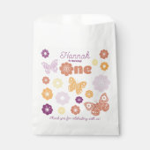 Retro Vlinder Eerste Verjaardag Favor Bag Bedankzakje (Voorkant)