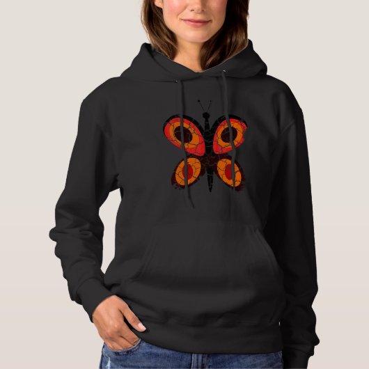 Retro Vlinder in distressed look Hoodie (Voorkant)
