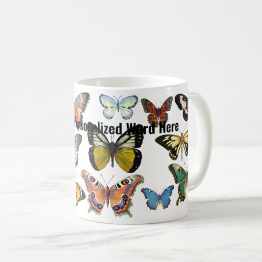 Retro vlinder insect liefhebber keramische koffie  koffiemok (Voorkant rechts)