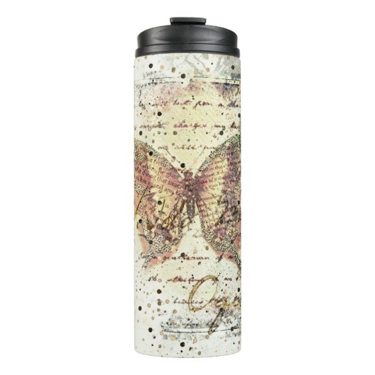 Retro vlinder mail thermische tumbler thermosbeker (Voorkant)