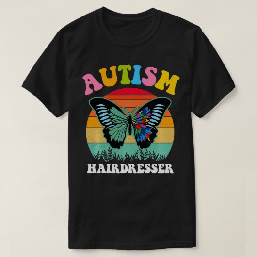 Retro Vlinder Puzzel Autisme Kapper Autisme A T-shirt (Design voorkant)