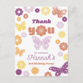 Retro vlinder verjaardag dank u briefkaart (Voorkant)