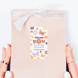 Retro vlinder verjaardag dank u etiket