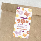 Retro vlinder verjaardag dank u etiket