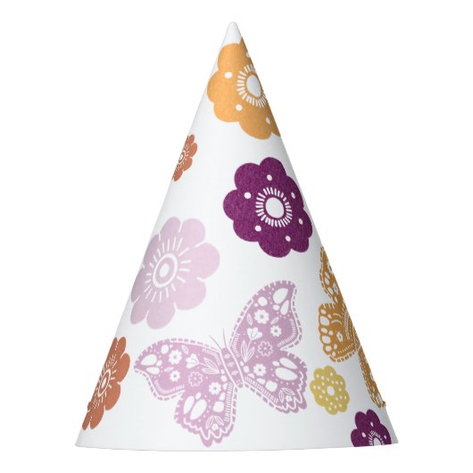 Retro vlinder verjaardag feesthoedjes (Voorkant)
