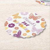 Retro vlinder verjaardag kartonnen onderzetters (Gekanteld)