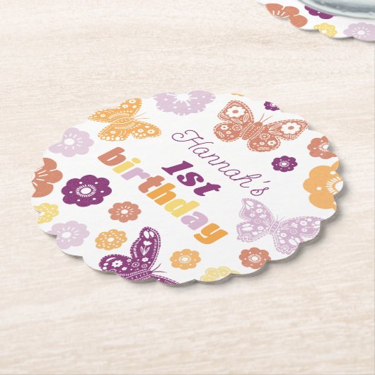 Retro vlinder verjaardag kartonnen onderzetters (Gekanteld)