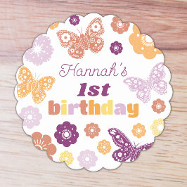 Retro vlinder verjaardag kartonnen onderzetters