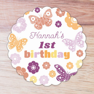 Retro vlinder verjaardag kartonnen onderzetters