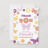 Retro Vlinder Verjaardag met Bericht Dank U Kaart (Voorkant)