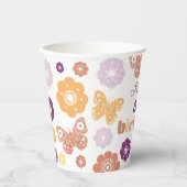 Retro vlinder verjaardagsfeestbekers papieren bekers (Voorkant)