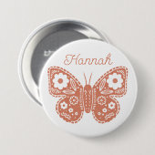 Retro vlinder verjaardagsfeestje gunst ronde button 7,6 cm (Voorkant /achterkant)