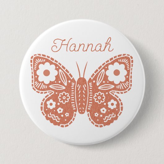 Retro vlinder verjaardagsfeestje gunst ronde button 7,6 cm (Voorkant)