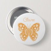 Retro vlinder verjaardagsfeestje gunst ronde button 7,6 cm (Voorkant /achterkant)