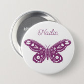 Retro vlinder verjaardagsfeestje gunst ronde button 7,6 cm (Voorkant /achterkant)