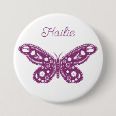 Retro vlinder verjaardagsfeestje gunst ronde button 7,6 cm (Voorkant)
