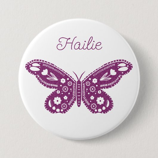 Retro vlinder verjaardagsfeestje gunst ronde button 7,6 cm (Voorkant)