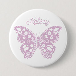 Retro vlinder verjaardagsfeestje gunst ronde button 7,6 cm