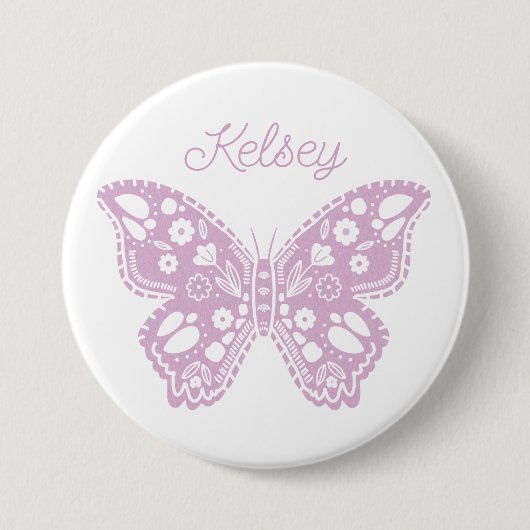 Retro vlinder verjaardagsfeestje gunst ronde button 7,6 cm (Voorkant)