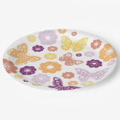 Retro vlinder verjaardagsfeestje papieren bordje (Gekanteld)