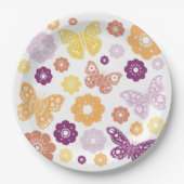 Retro vlinder verjaardagsfeestje papieren bordje (Voorkant)
