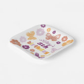 Retro vlinder verjaardagsfeestje papieren bordje (Gebogen)