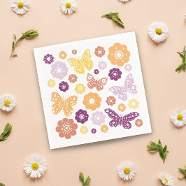 Retro vlinder verjaardagsfeestje servet