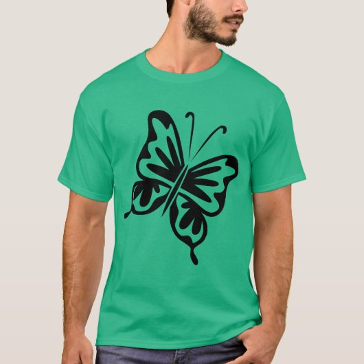 Retro Vlinder - Zwart T-shirt (Voorkant)