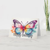 Retro vlinderillustratie Happy Birthday Kaart (Voorkant)
