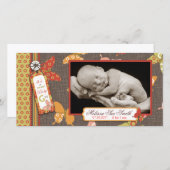 Retro Vlinders Fotokaart Aankondiging (Voorkant / Achterkant)