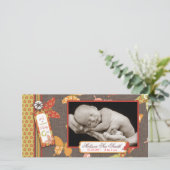 Retro Vlinders Fotokaart Aankondiging (Staand voorkant)