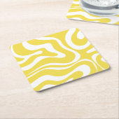 Retro Vloeibaar Abstract Patroon in Geel Kartonnen Onderzetters (Schuin)