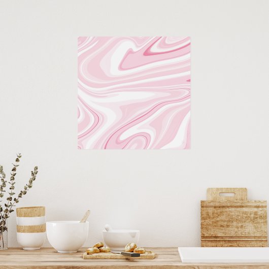 Retro Vloeibare Swirl Roze Schilderen Esthetisch Poster (Keuken)