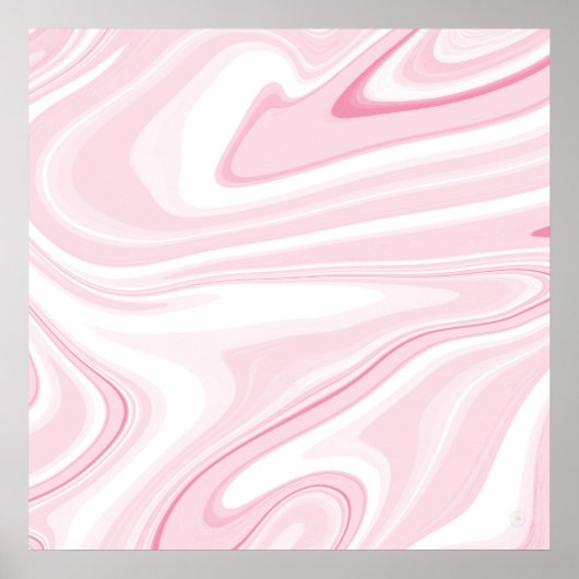 Retro Vloeibare Swirl Roze Schilderen Esthetisch Poster (Voorkant)