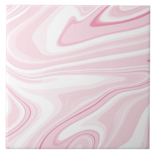 Retro Vloeibare Swirl Roze Schilderen Esthetisch Tegeltje (Voorkant)