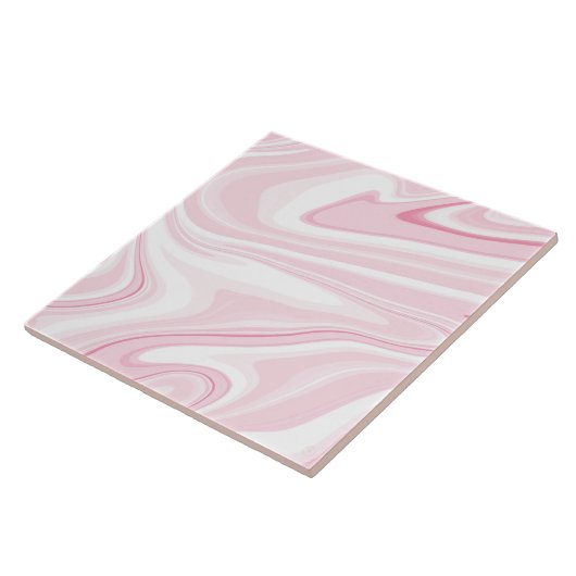 Retro Vloeibare Swirl Roze Schilderen Esthetisch Tegeltje (Zijkant)